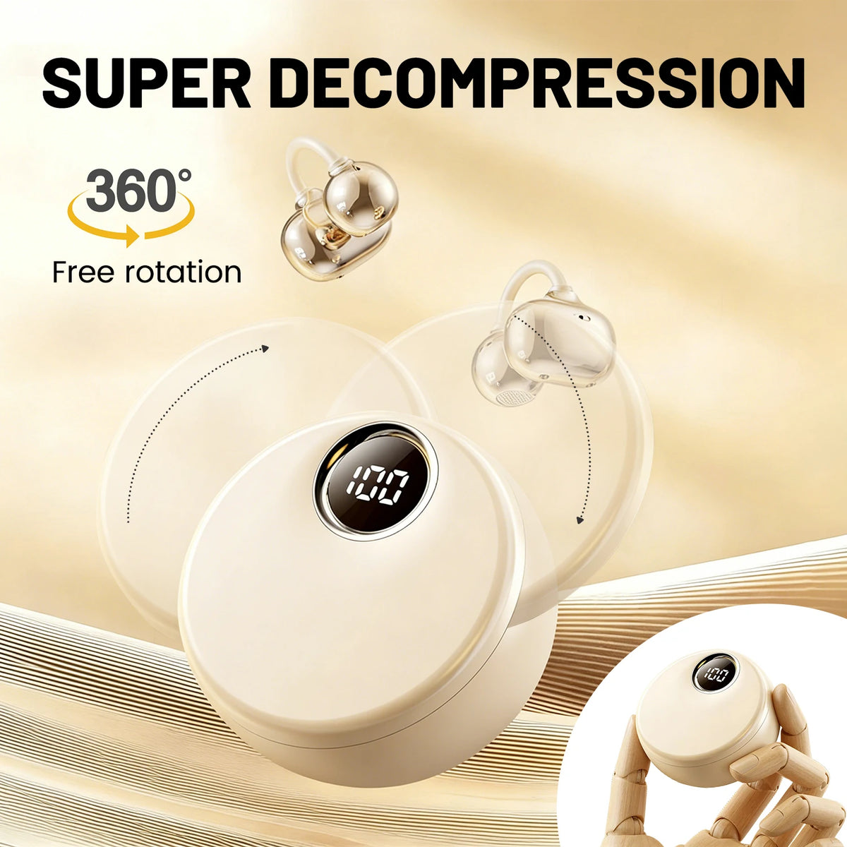 SHUKE Open Ear Clip True Wireless Bluetooth Headphones With Case
