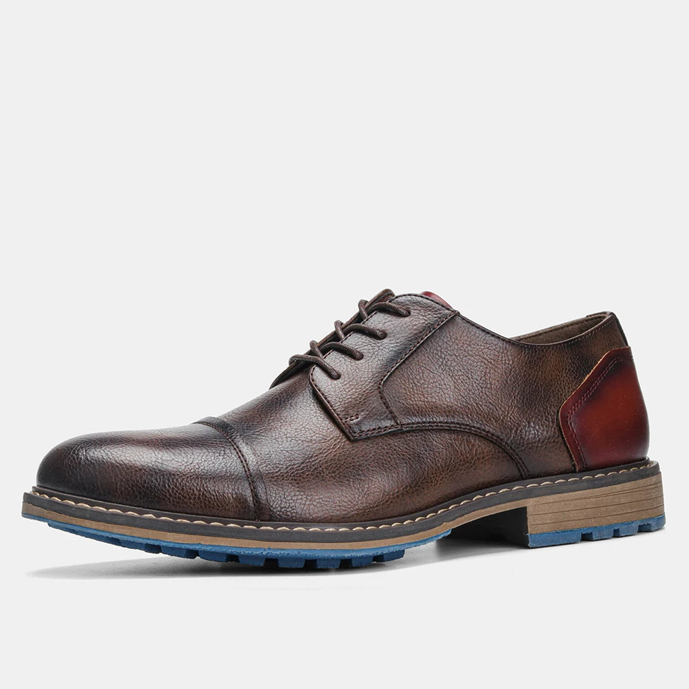 Hecrafted Men Casual Lace Up Leather Oxford Derby Shoes