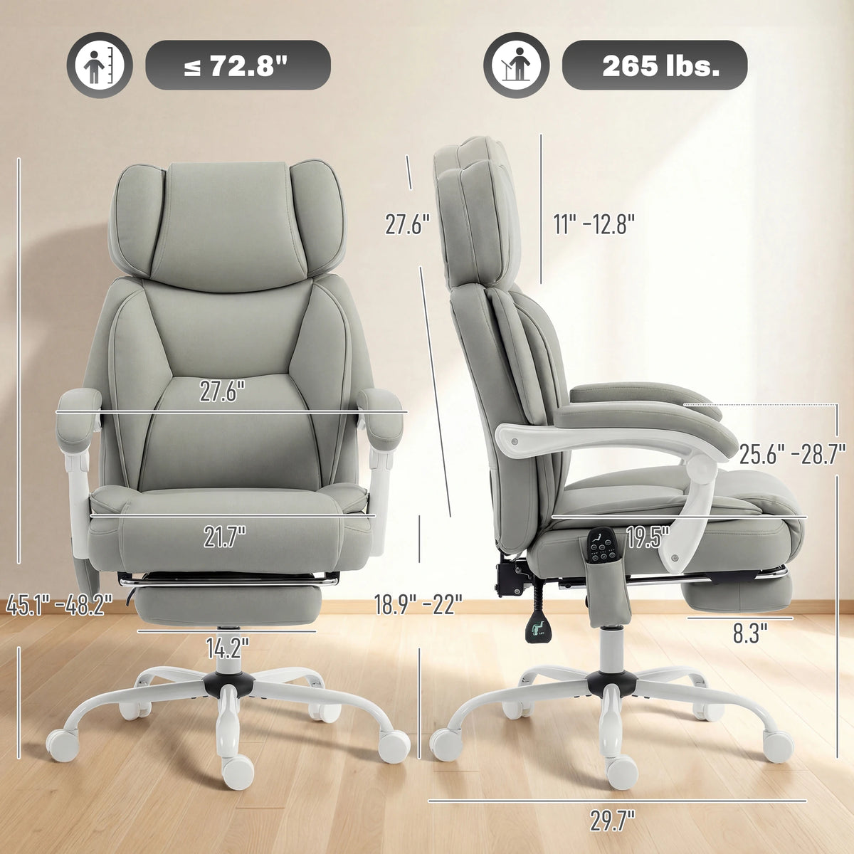 High Back Massage Office Chair With Footrest And Heated Recline