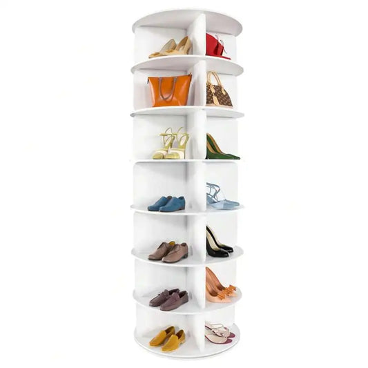 7 Tier Rotating Shoe Rack Tower, Free Standing 360 °   Shoe Organizer Lazy Susan, Bag Display Rack Storage Round Carousel, Neat And Elegant Shoe Storage Solution