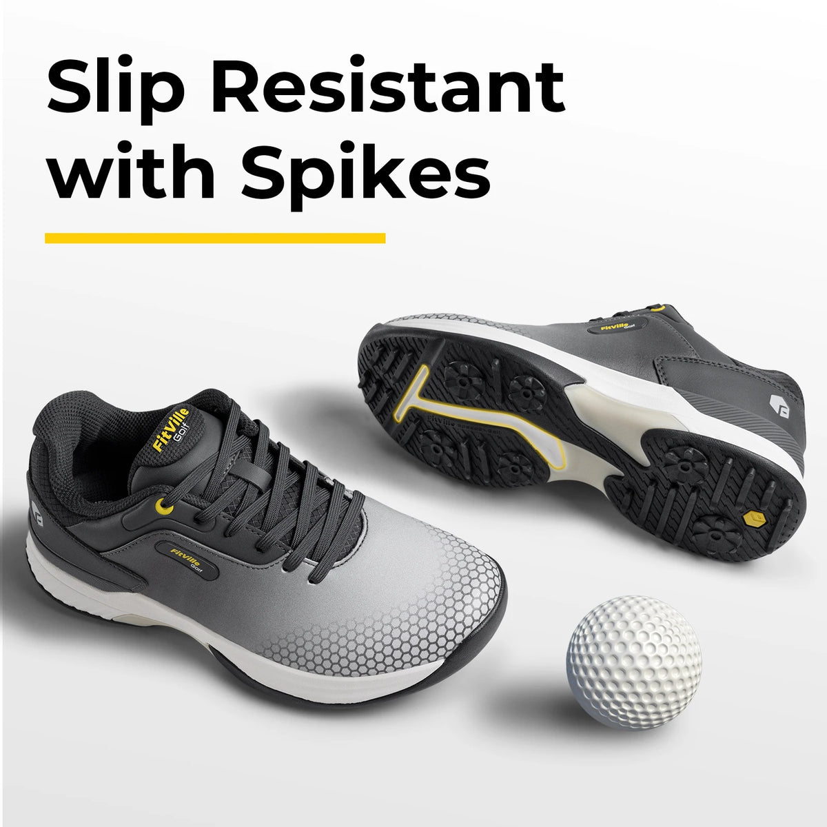 Fitville Wide Men's Golf Shoes Comfortable Non Slip Sneakers