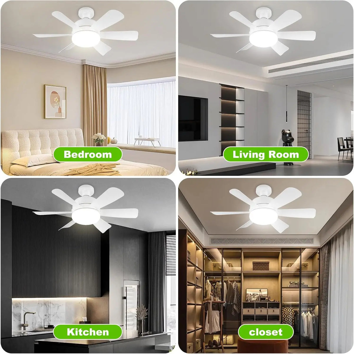 Mexllex E26 Socket LED Ceiling Fan Light With Remote Dimmable