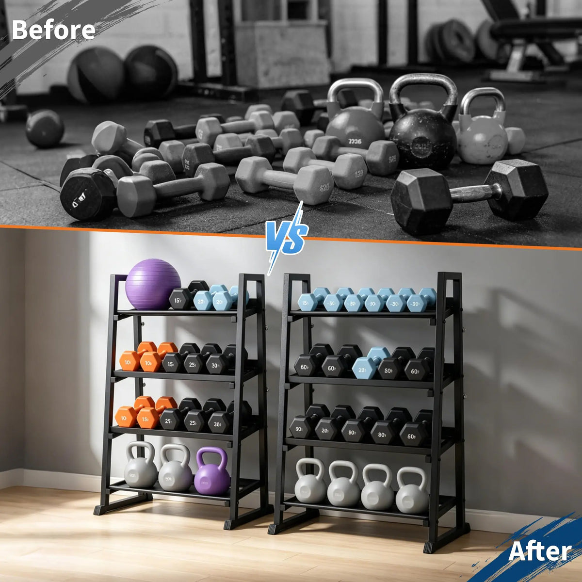 Heavy Duty Three Tier Dumbbell Rack Steel Weight Stand