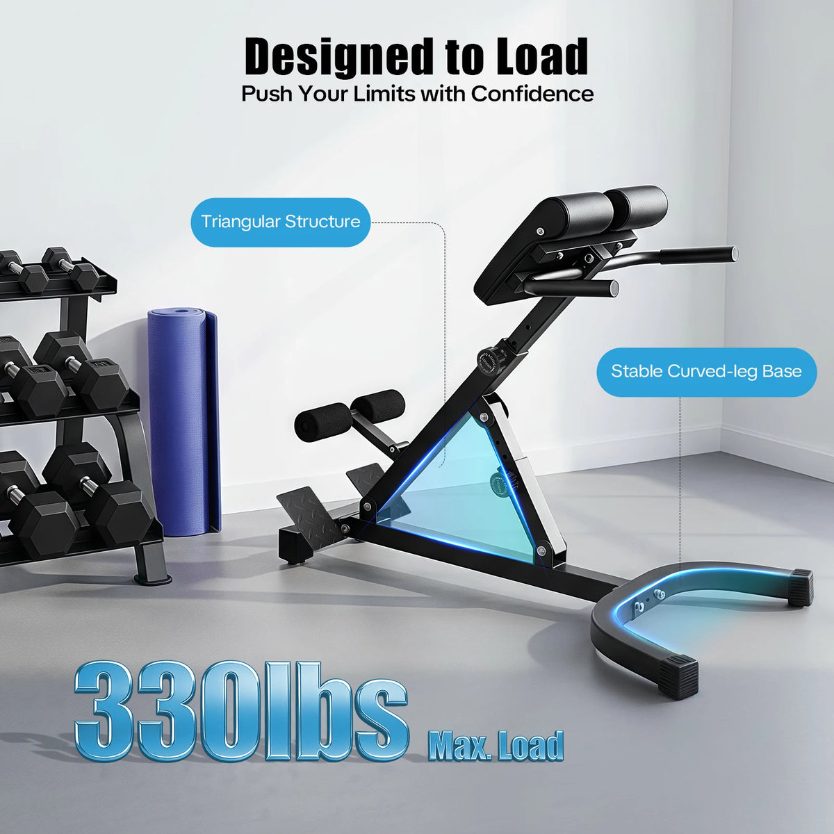Roman Chair Back Extension Machine 330lbs For Abdominal Strength Training