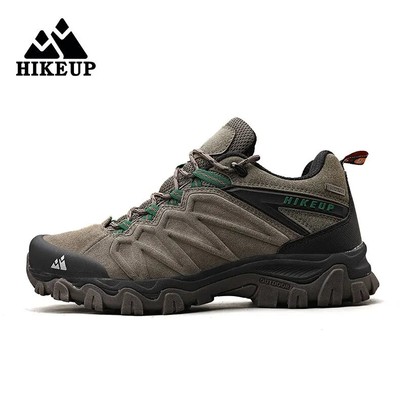 Hikeup Men Leather Hiking Shoes Durable Outdoor Trekking Footwear