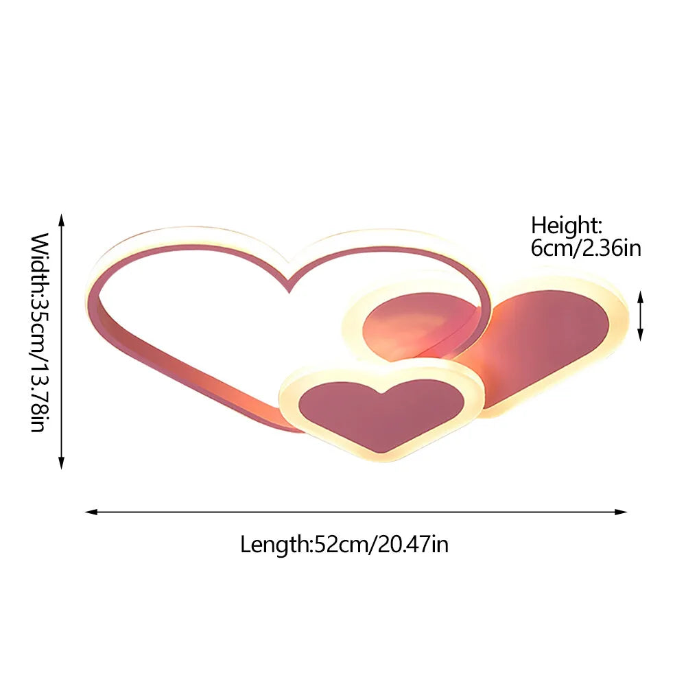 Heart Shaped LED Ceiling Lamp With Remote 36W 3000K-6000K Bedroom