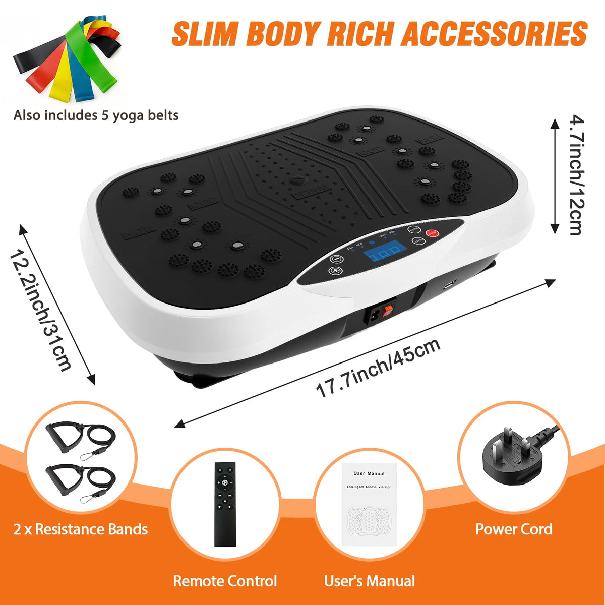 Portable Vibration Plate Exercise Machine With Bluetooth Bands And Yoga Straps