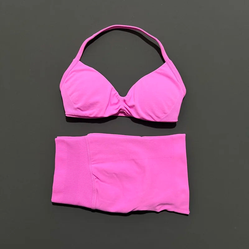 Histello Women Seamless Two Piece Yoga Gym Fitness Set