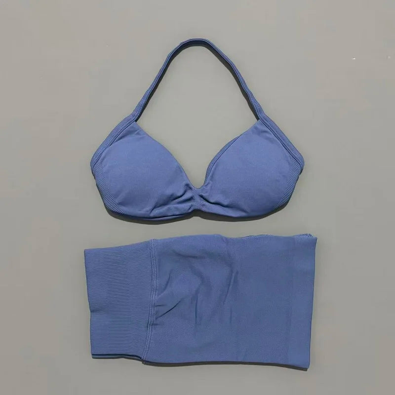 Histello Women Seamless Two Piece Yoga Gym Fitness Set