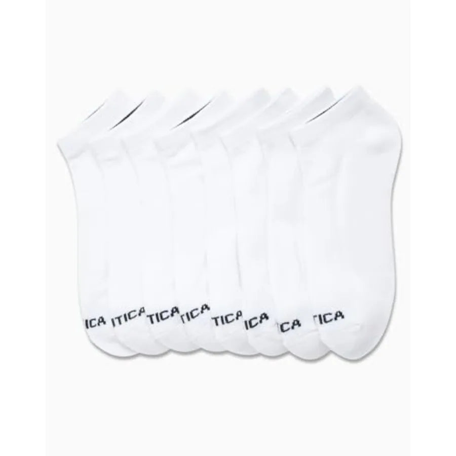 Nautica Mens Low Cut Socks - 8 Pack Soft Stretch Cushioned Athletic Ankle Socks for Men for Sports and Running Size 6-2.5
