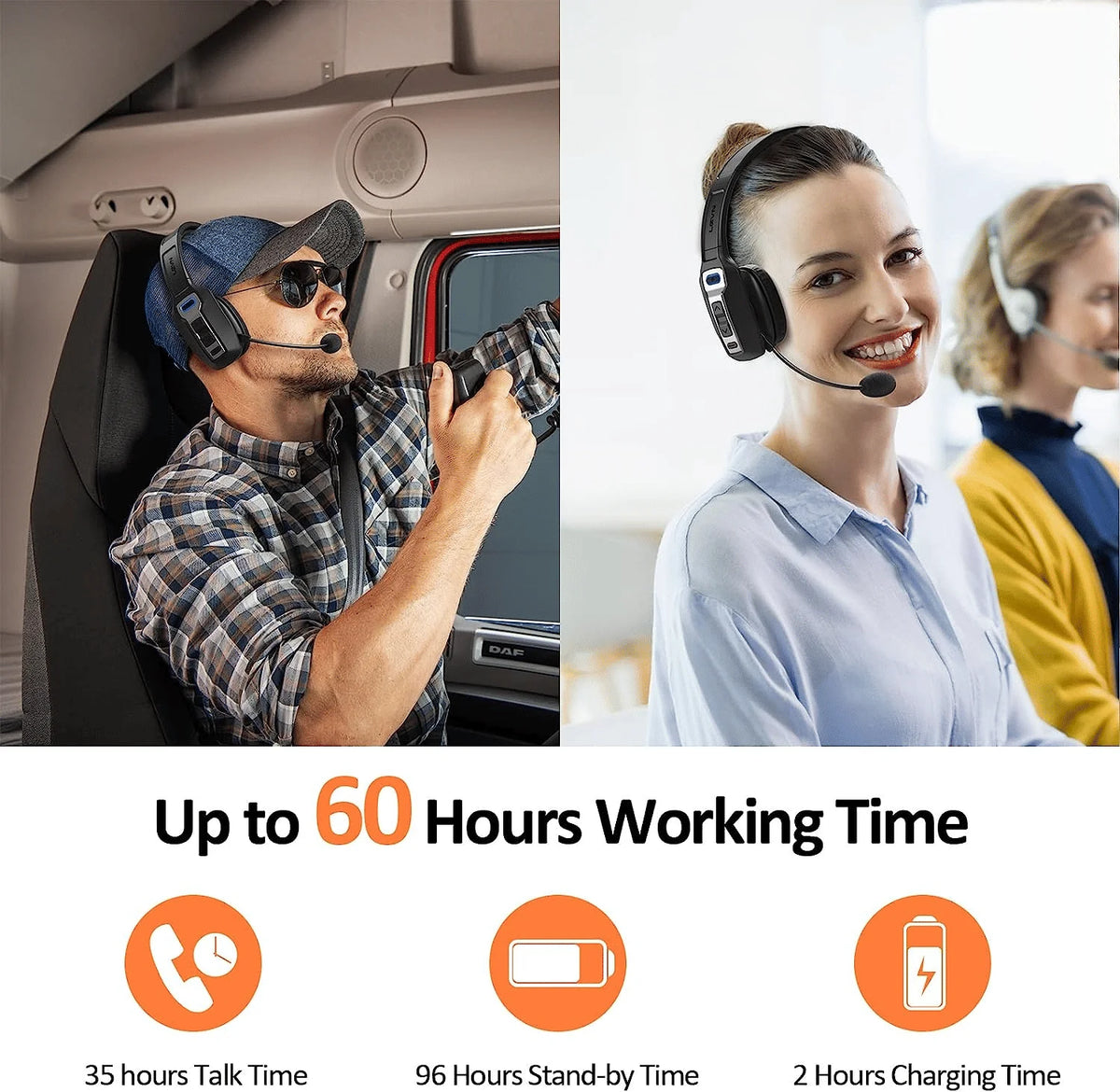 Trucker Bluetooth Wireless Headset With Noise Cancelling Mic For Phones PC