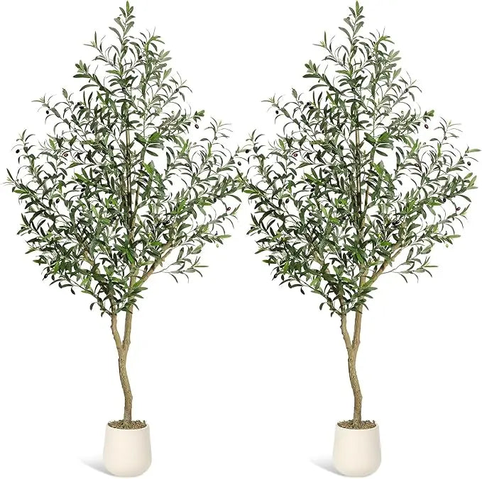 HiMISS Olive Trees Artificial Indoor Faux Silk Plant Potted in Planter