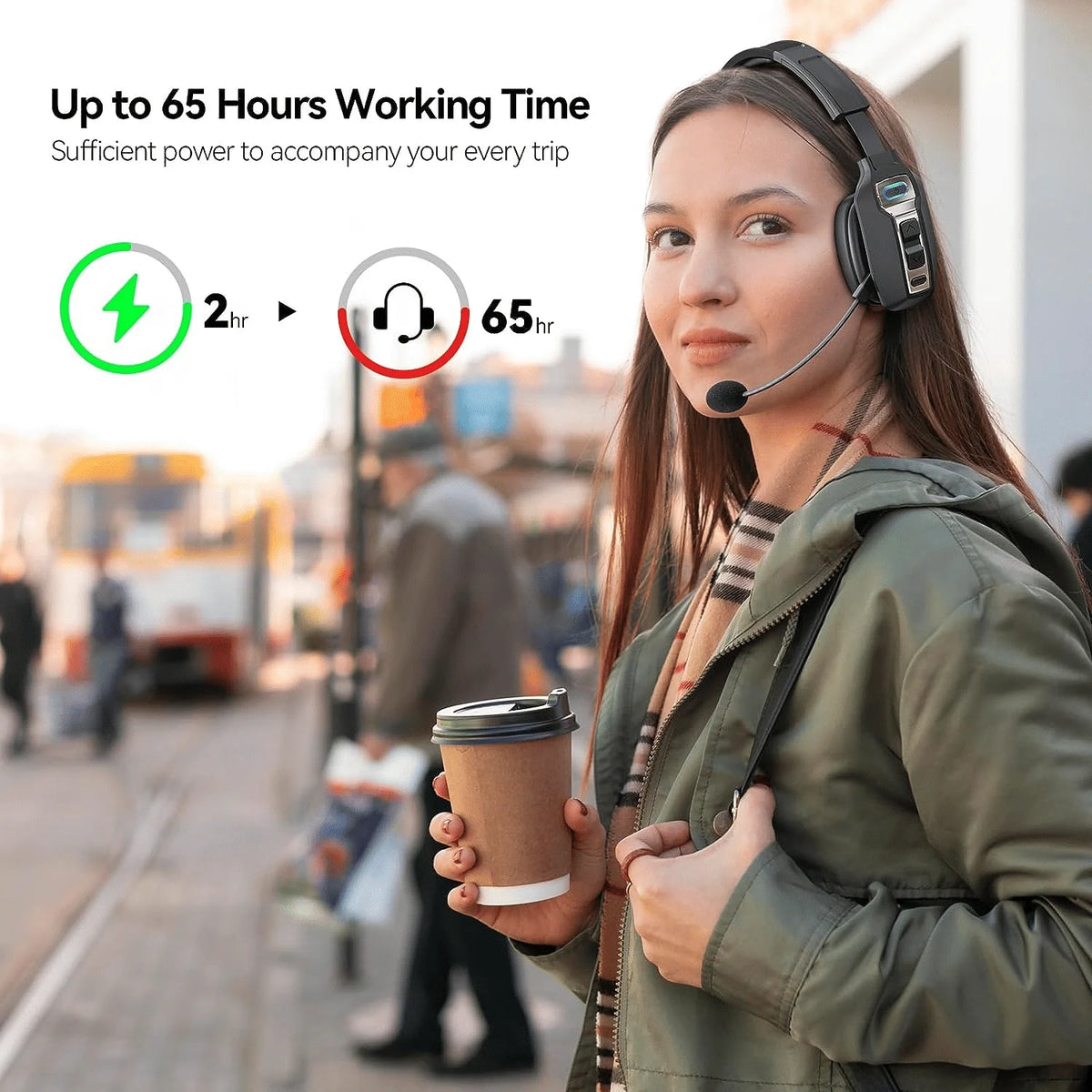 Trucker Bluetooth Wireless Headset With Noise Cancelling Mic For Phones PC