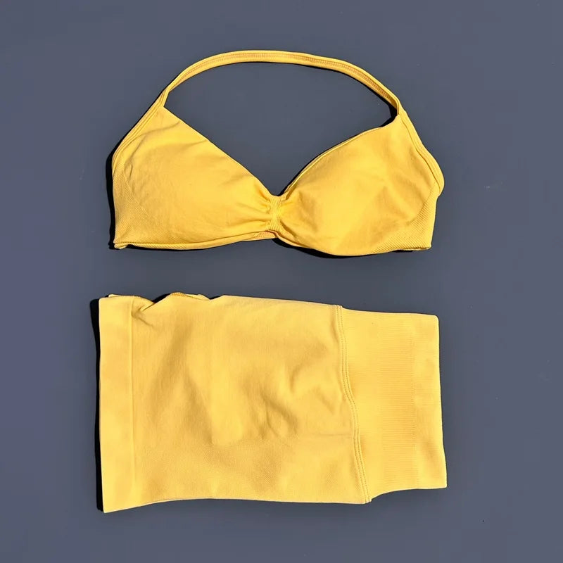 Histello Women Seamless Two Piece Yoga Gym Fitness Set