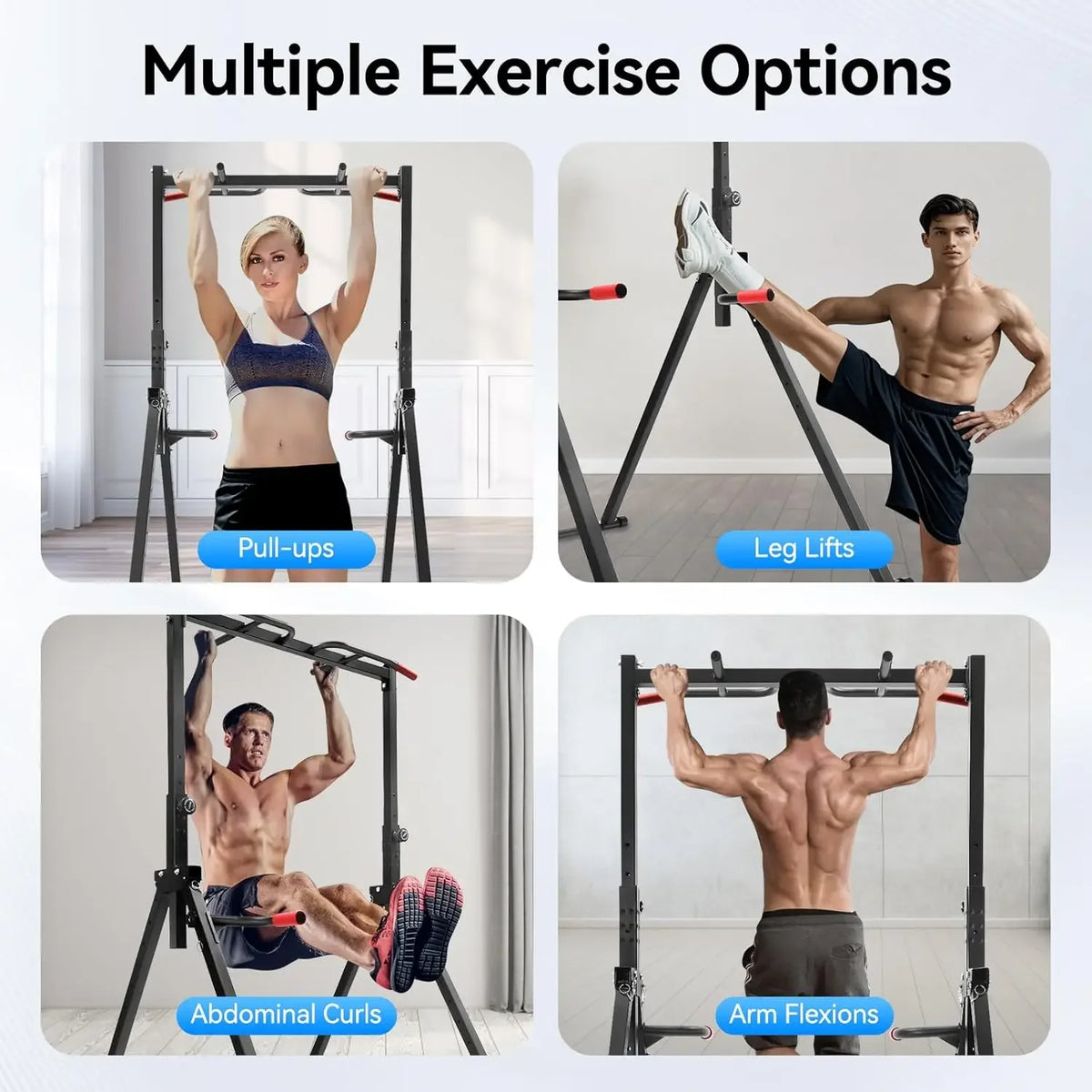 Height Adjustable Free Standing Pull Up Bar Dip Power Tower