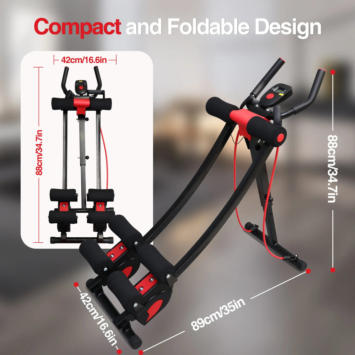 Abdominal Curling Exercise Machine Adjustable Dual Track Foldable Home Gym