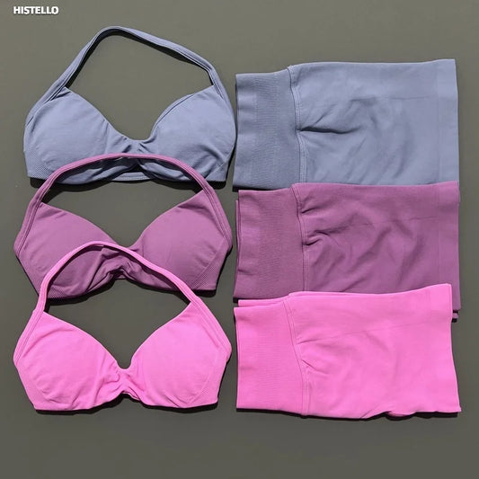 Histello Women Seamless Two Piece Yoga Gym Fitness Set