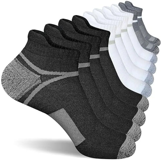 suaskk Men's Ankle Athletic Cushioned Anti-Blister Running Socks 5 Pairs Comfort and Breathable, Moisture Wicking,