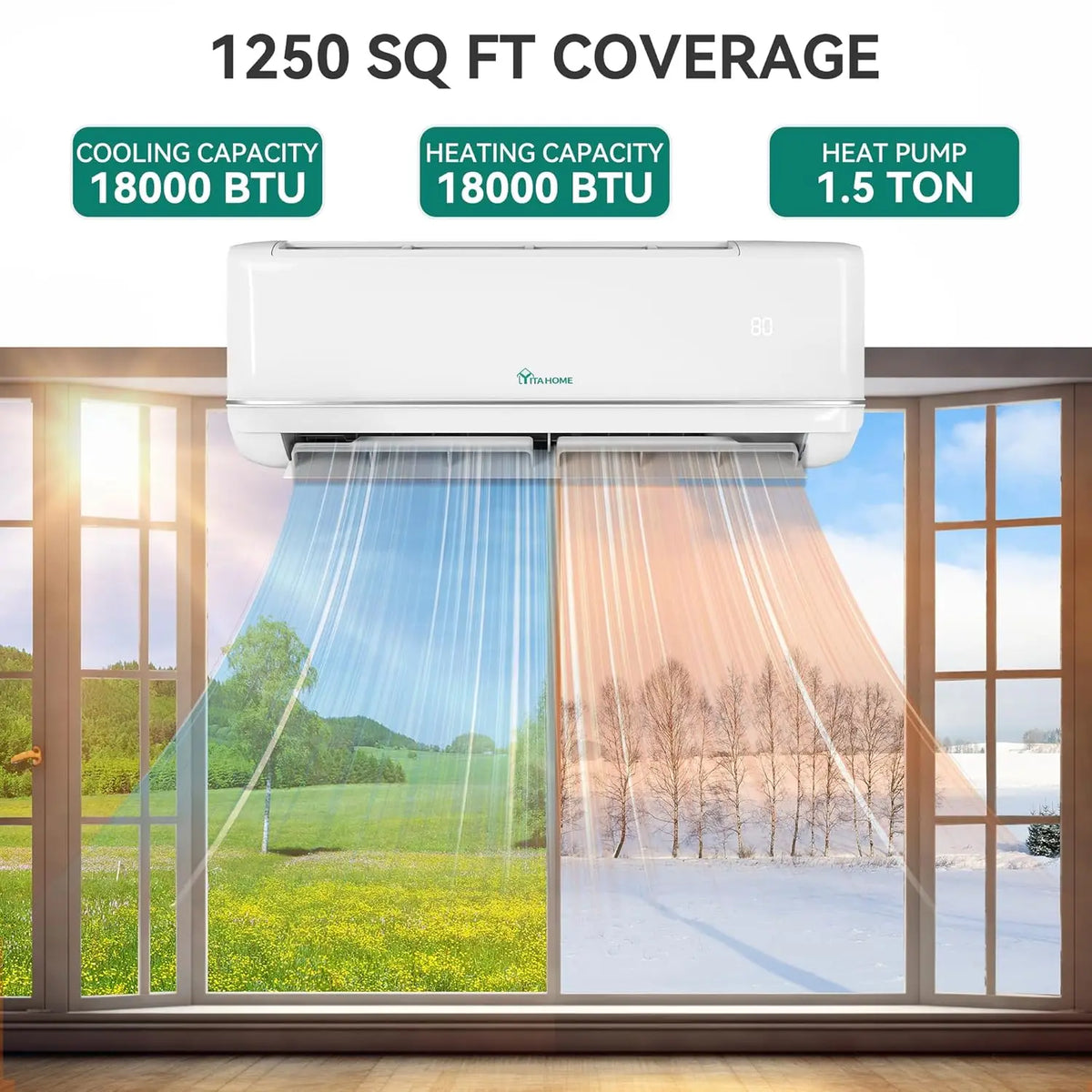 18000 Btu Mini Split Air Conditioner Heating 21 Seer Ductless