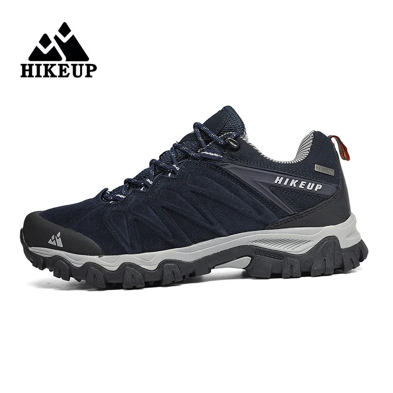 Hikeup Men Leather Hiking Shoes Durable Outdoor Trekking Footwear