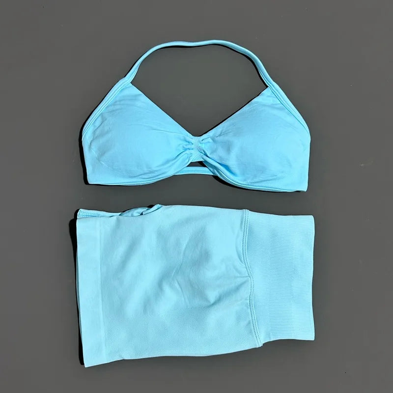 Histello Women Seamless Two Piece Yoga Gym Fitness Set