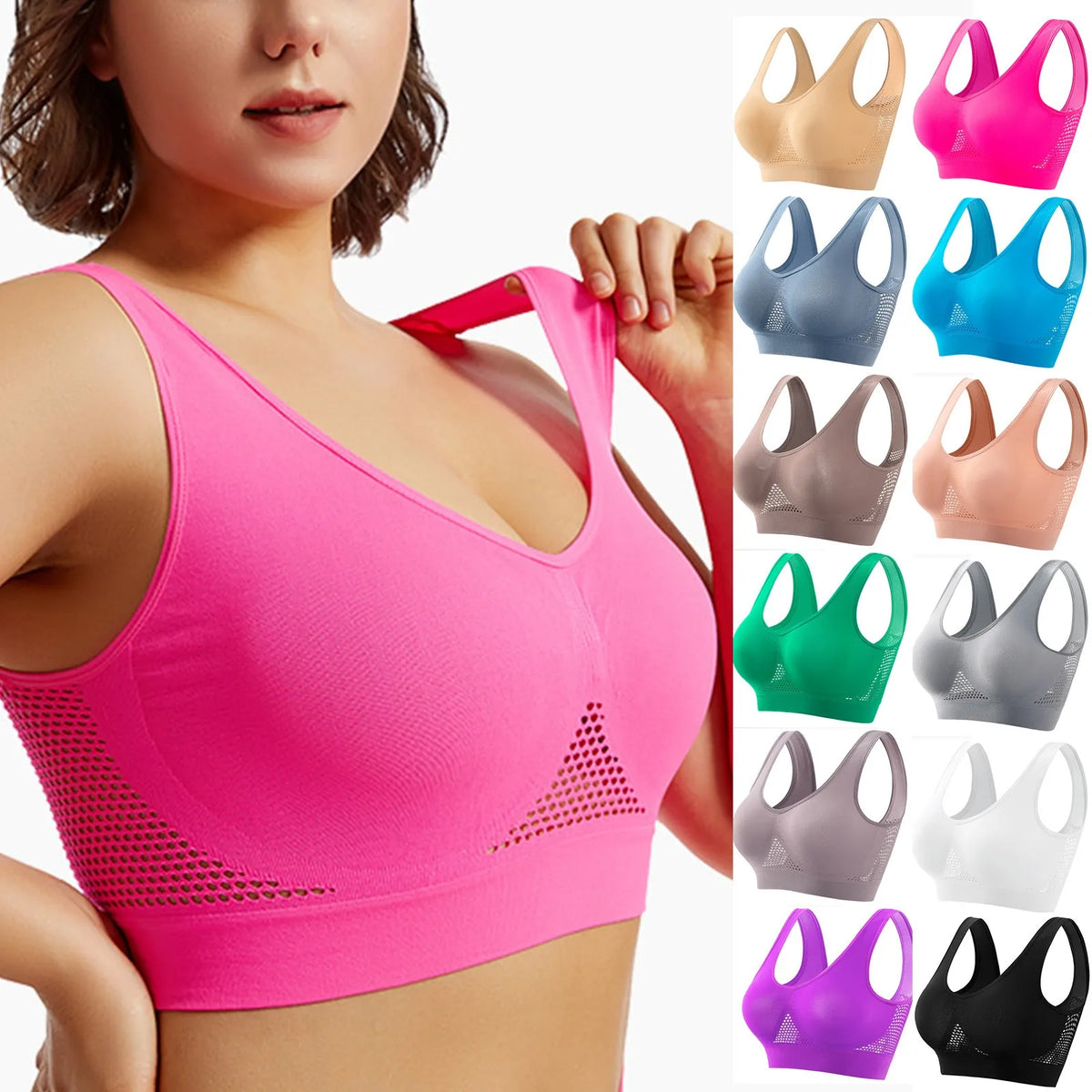 Womens High Support Racerback Sports Bra For Running Yoga Fitness