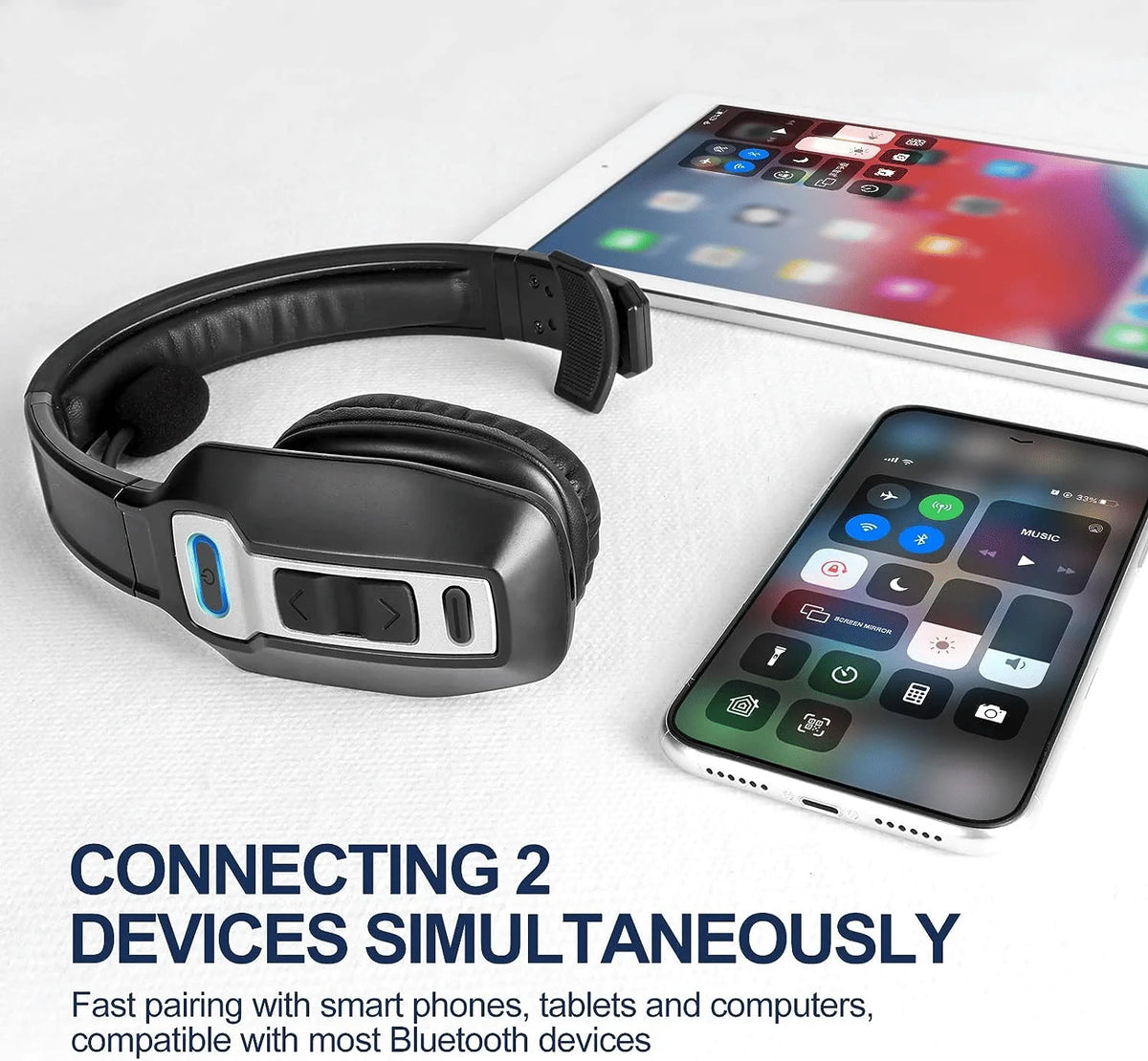 Trucker Bluetooth Wireless Headset With Noise Cancelling Mic For Phones PC