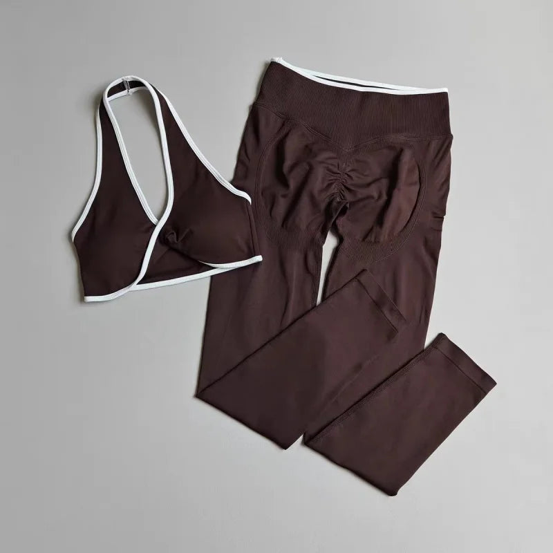 Jiacoplane Seamless High Waist Yoga Bra Leggings Workout Set