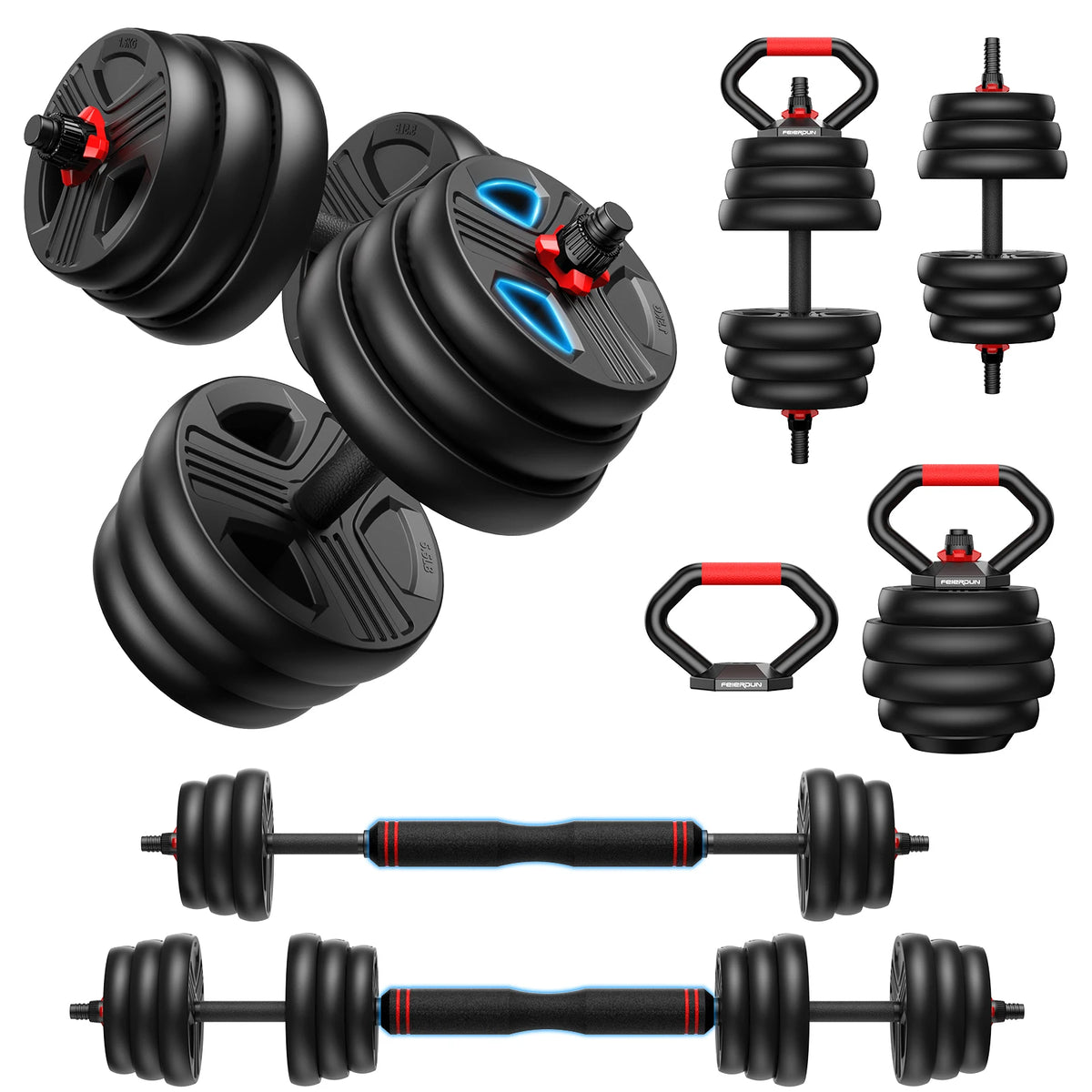 FED Fitness Adjustable Multi Function Dumbbell And Barbell Set