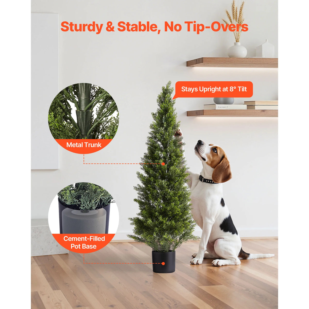 SucceBuy Artificial Topiary Cedar Trees 36/48in 2 Set Faux Pine Shrubs Plants Fake Silk Tree Easy Assembly for Decor Christmas