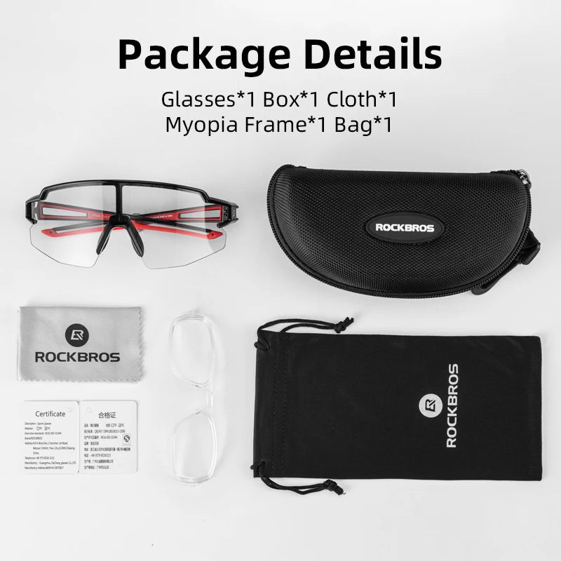 RockBros Photochromic Cycling Glasses UV400 Sunglasses for MTB Road