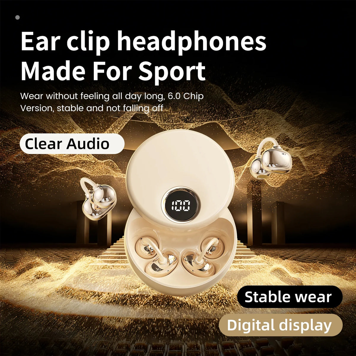 SHUKE Open Ear Clip True Wireless Bluetooth Headphones With Case