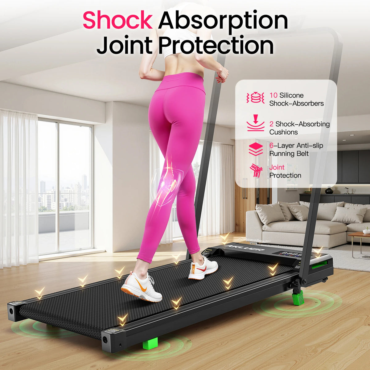 AKLUER Walking Pad Treadmill Under Desk Portable Compact Home Office