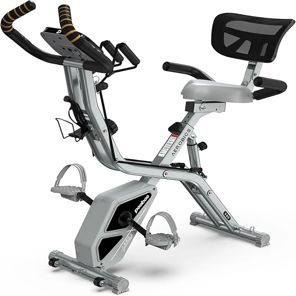 Pooboo Folding Magnetic Exercise Bike With Adjustable Resistance