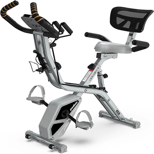 Pooboo Folding Magnetic Exercise Bike With Adjustable Resistance