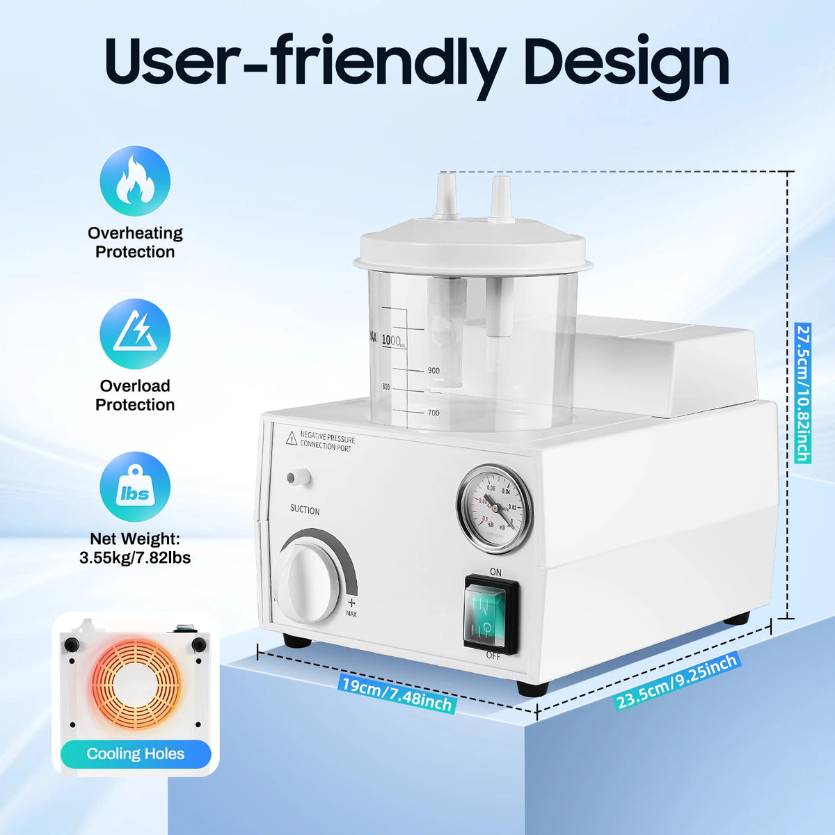 Portable Electric Suction Aspirator For Throat Secretion Removal