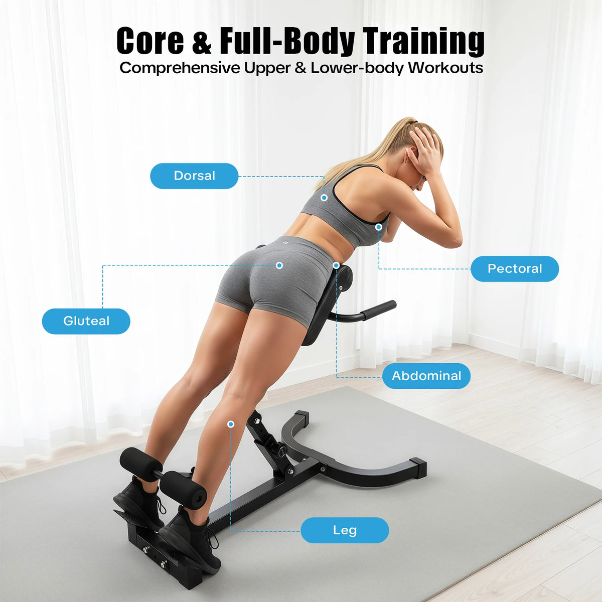 Roman Chair Back Extension Machine 330lbs For Abdominal Strength Training