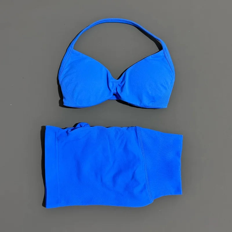 Histello Women Seamless Two Piece Yoga Gym Fitness Set