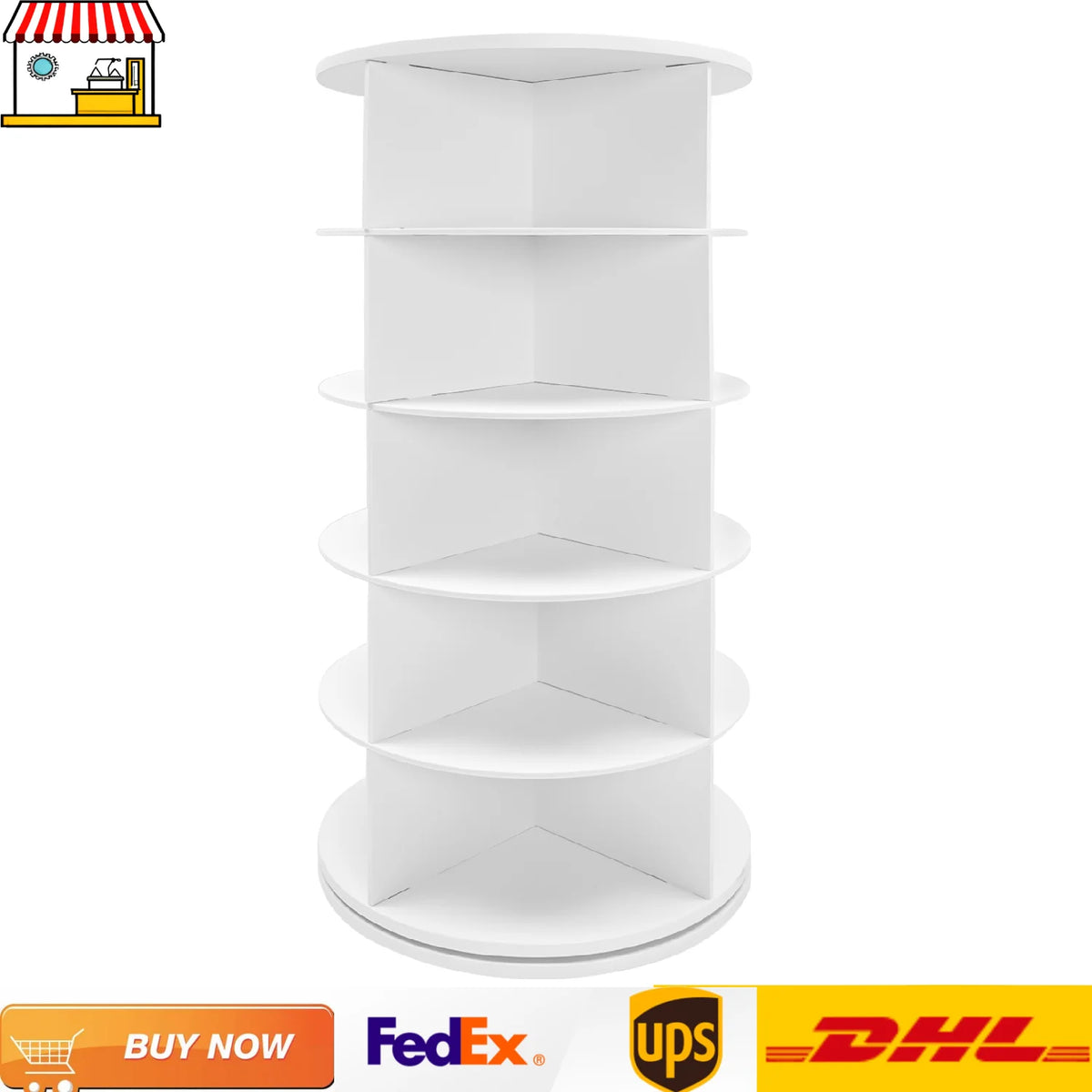 5-Tier Rotating Shoe Rack| Spinning Shoe Organizer| White PVC Large Capacity 20-Pairs Shoe Tower for Home Organization