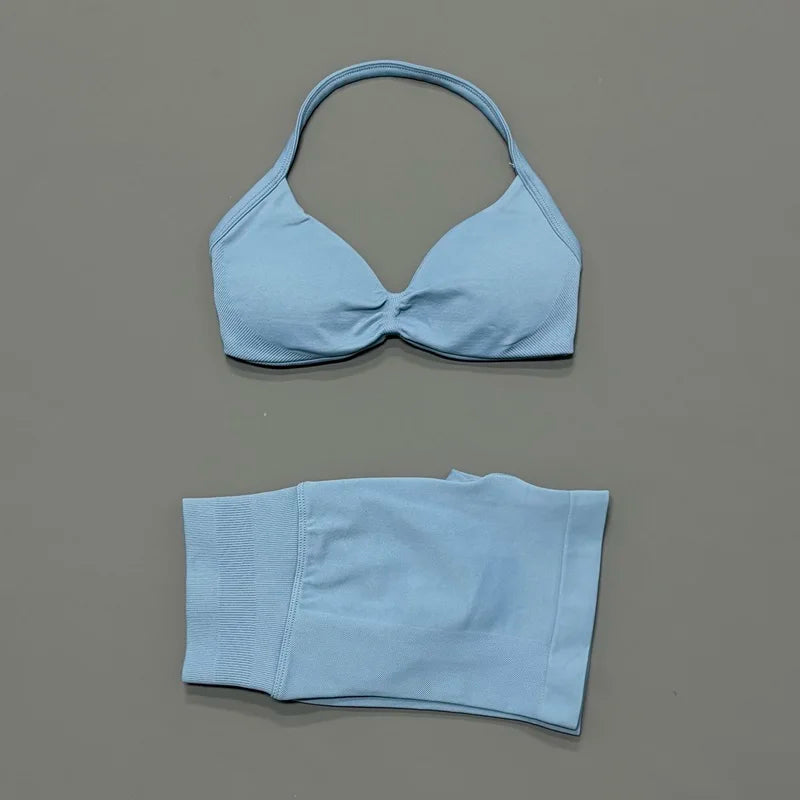 Histello Women Seamless Two Piece Yoga Gym Fitness Set