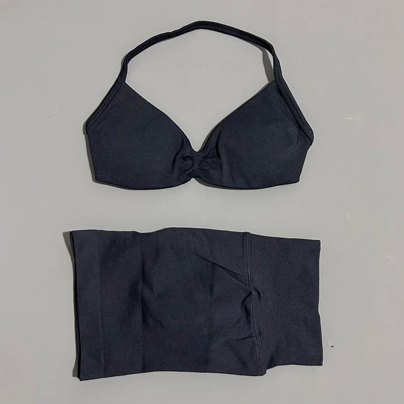 Histello Women Seamless Two Piece Yoga Gym Fitness Set