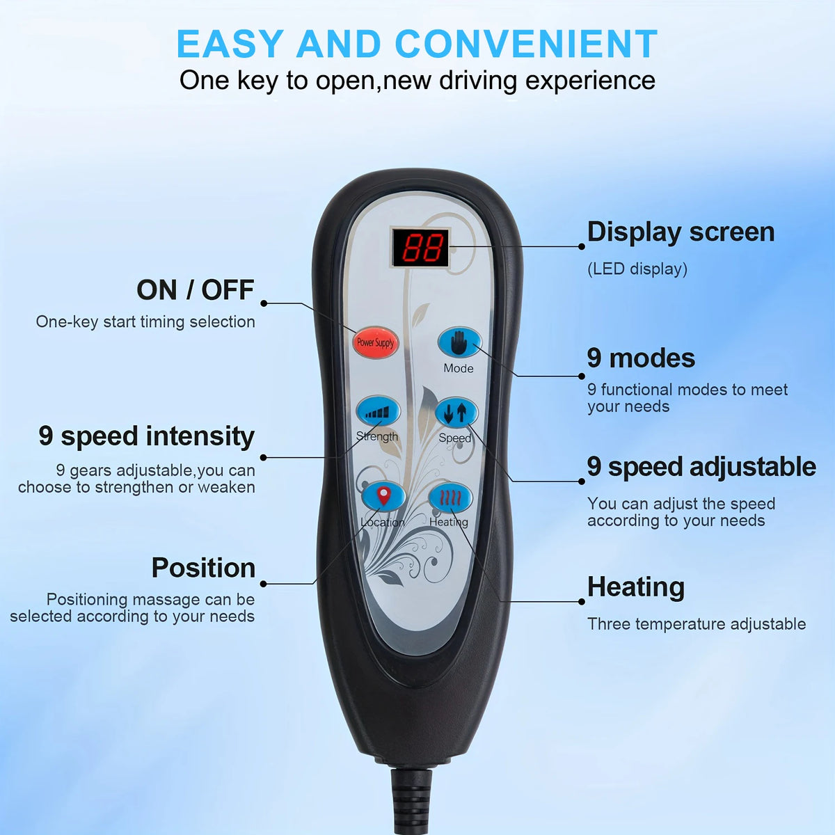 Homemassa Heated Massage Chair Pad With Nine Modes Pain Relief