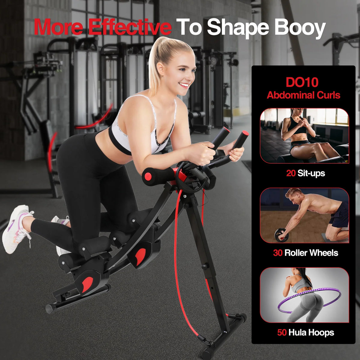 Foldable Adjustable Dual Track Abdominal Cruncher With Resistance Bands