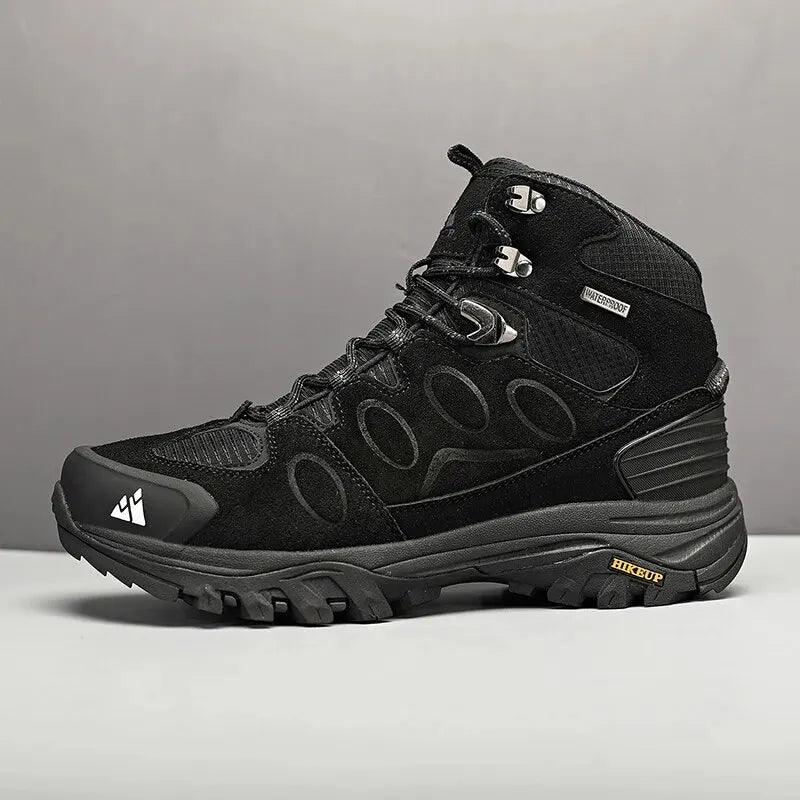 Hikeup Men High Top Hiking Boots Suede Lace Up Trekking Shoes