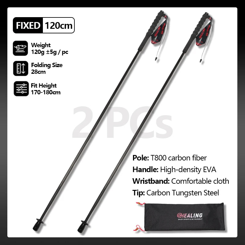 Okhealing Carbon Fiber Trekking Poles Antishock Foldable Hiking Sticks