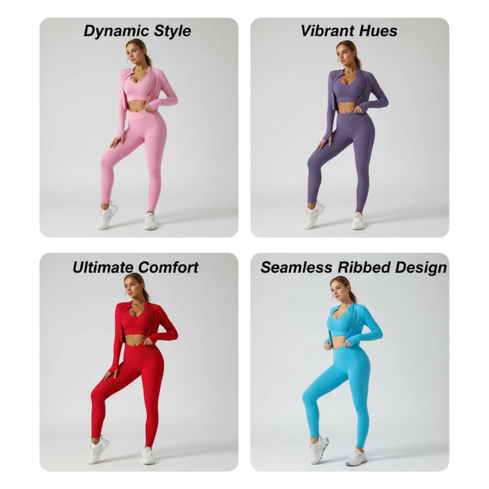 Stown Sportswear Women Three Piece Gym Activewear Tracksuit Set