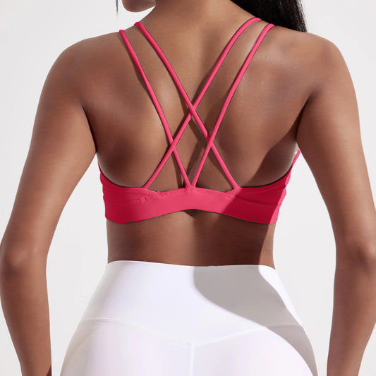 High Support Women Cross Back Sports Bra With Chest Pad