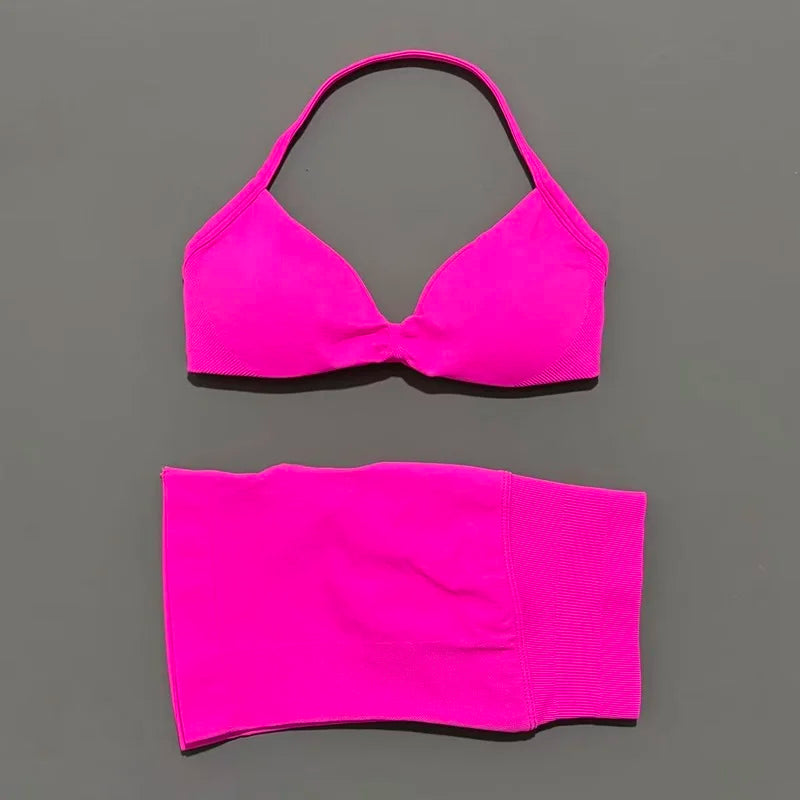 Histello Women Seamless Two Piece Yoga Gym Fitness Set