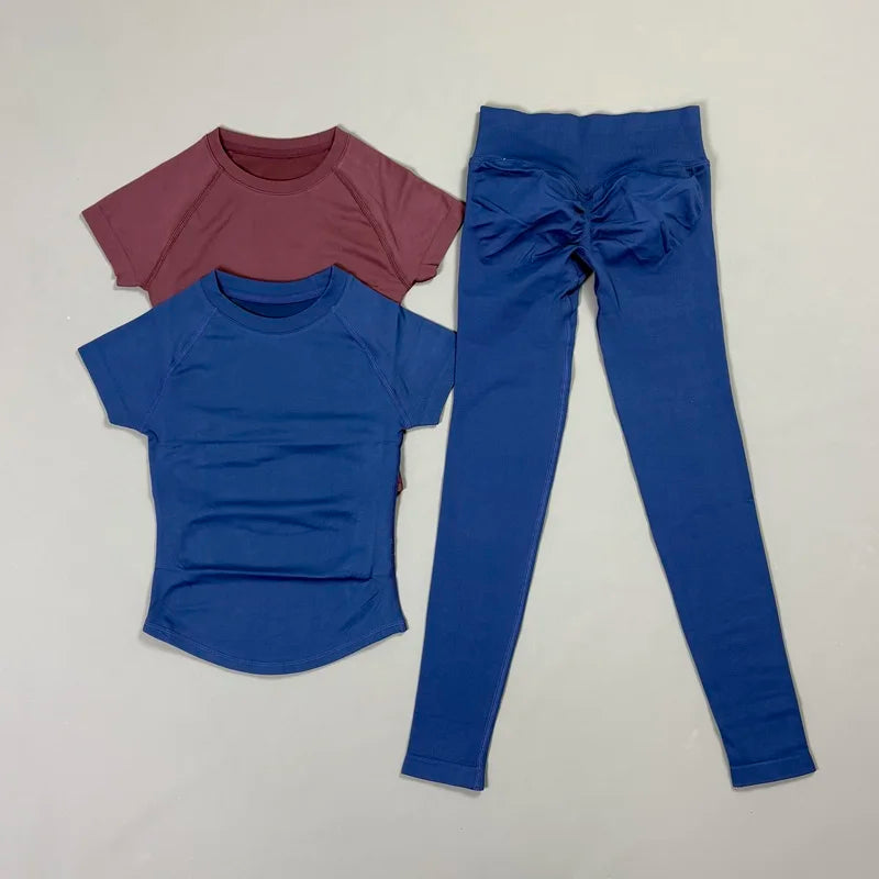 Histello Women Seamless Fitness Set With Butt Lifting Leggings