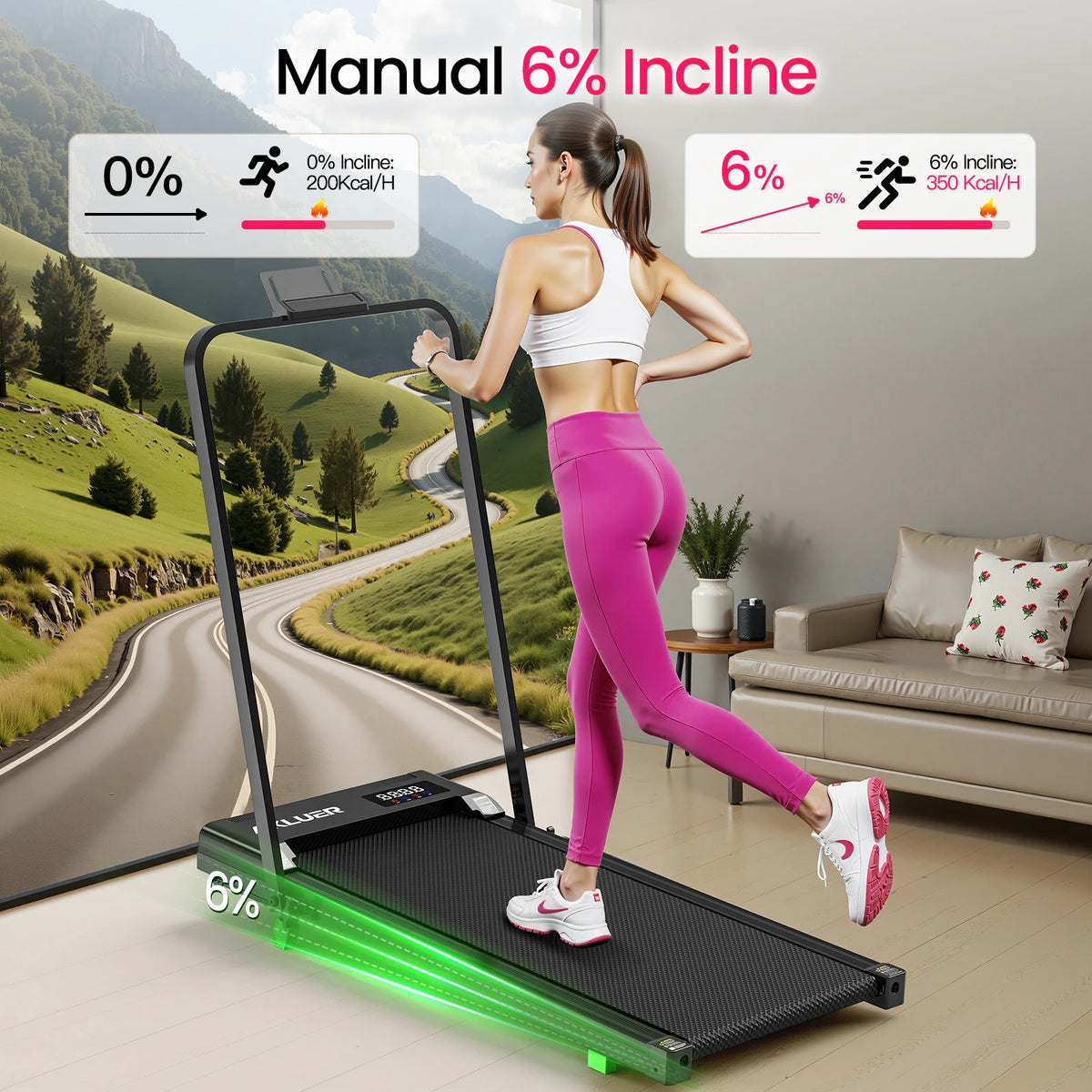 AKLUER Walking Pad Treadmill Under Desk Portable Compact Home Office